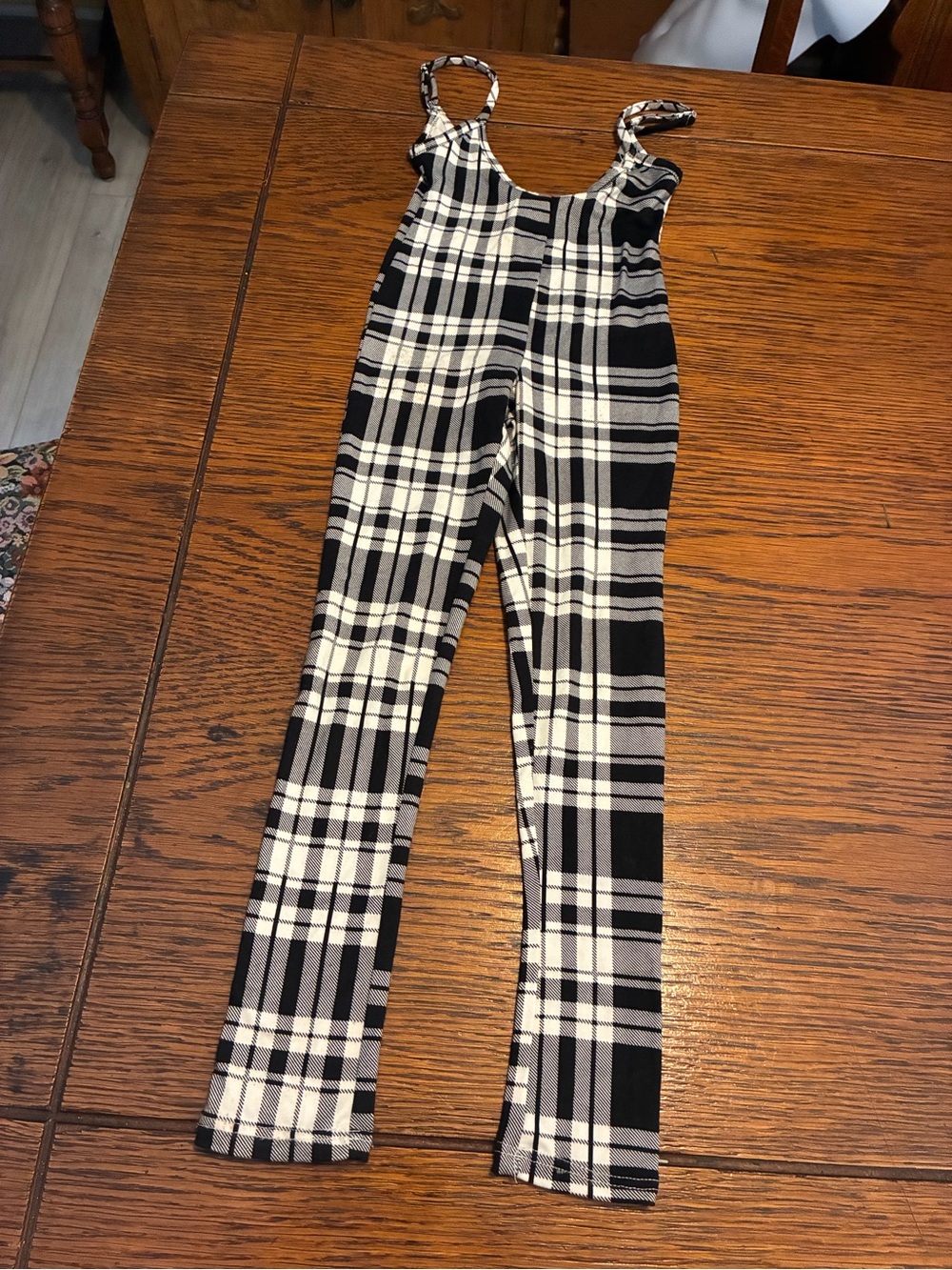 Fashion Nova Black & White Plaid Kids Jumpsuit